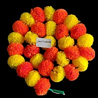 Genda lari 5 pcs ( each 5 feet ) artificial marigold garland (orange/yellow) colour