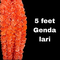 Genda lari 5 pcs ( each 5 feet ) artificial marigold garland (orange) colour