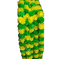 Genda lari 5 pcs ( each 5 feet ) artificial marigold garland (Green/yellow) colour