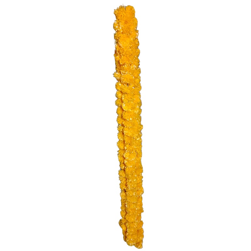 Genda lari 5 pcs ( each 5 feet ) artificial marigold garland (light orange) colour